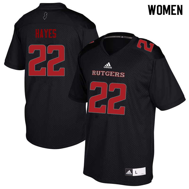 Women #22 Damon Hayes Rutgers Scarlet Knights College Football Jerseys Sale-Black